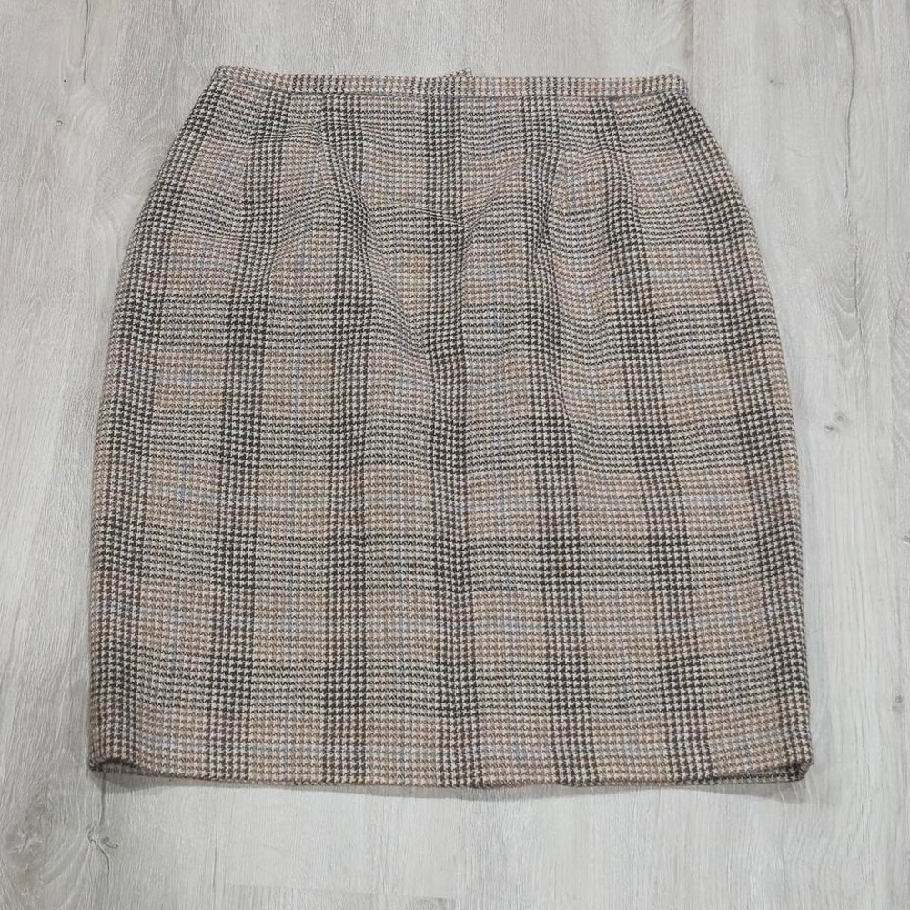 Vintage 90s Harve Bernard Womens Size 10 Wool Plaid Above Knee Skirt Academia